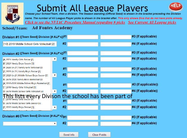 Submit All-League Player -- Customized for Team/School