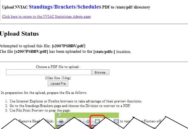 Upload page showing upload status