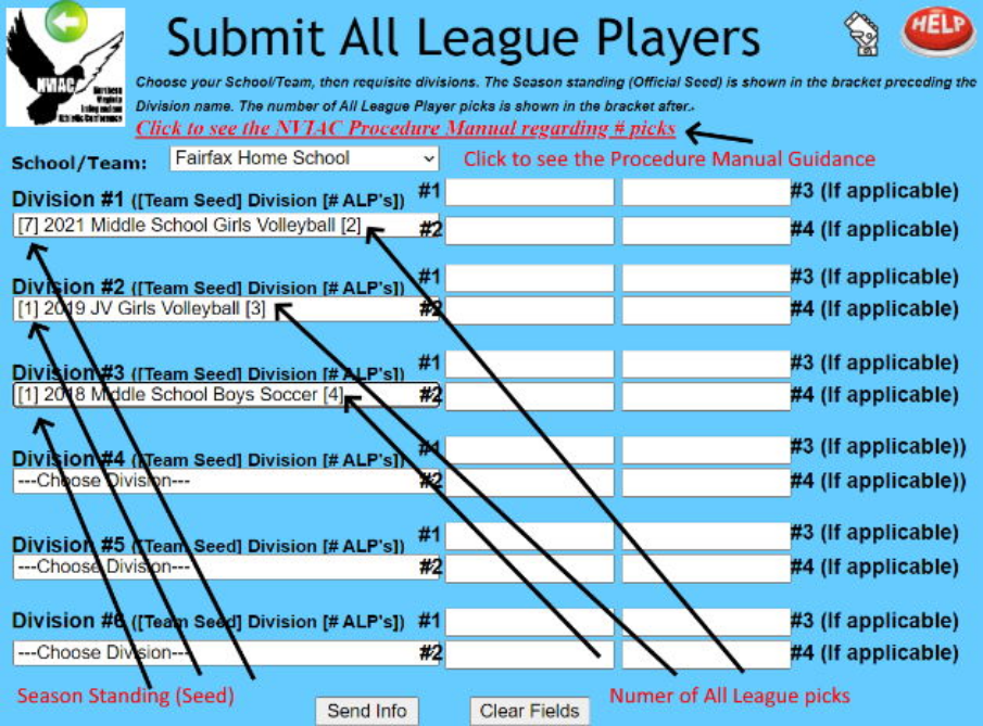 Submit All League player names