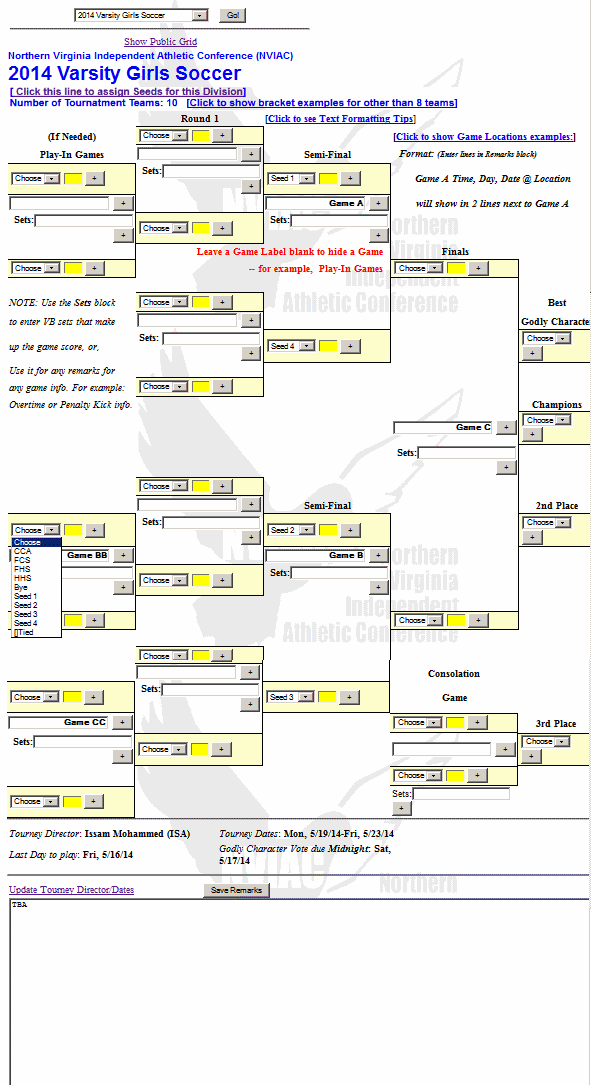 Tourney Bracket Create Page