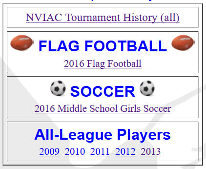 Tournaments Page - All League Listing